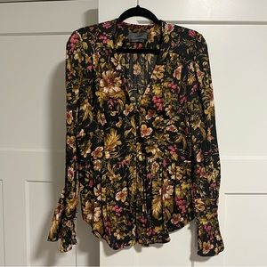 Anthropologie Floral Corset Blouse